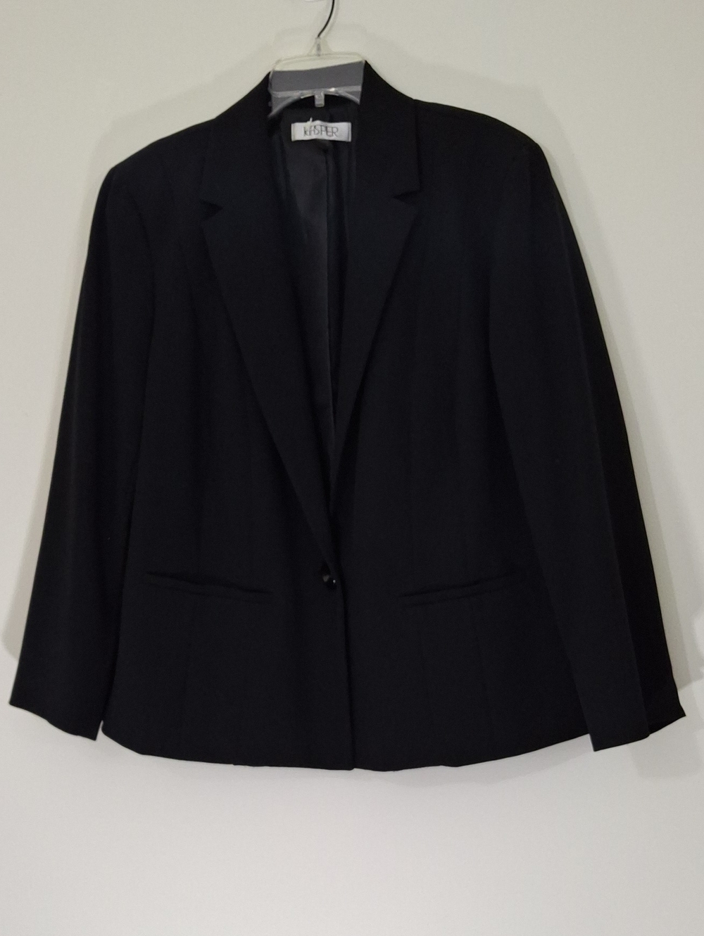 Kasper Black Tailored Single-Button Blazer, Size 18W